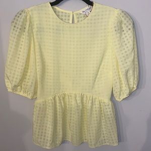 Miss Selfridge (ASOS) Yellow Gingham Peplum Blouse SIZE 2